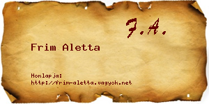Frim Aletta névjegykártya