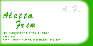 aletta frim business card